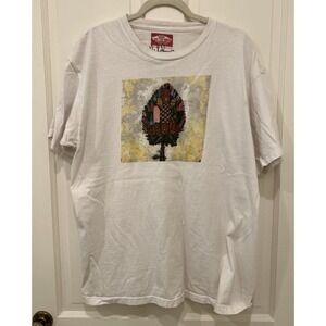 Vans Off The Wall Art Gallery White Skate Shirt XL Skateboard Green Tree Vintage